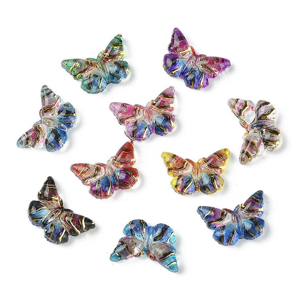 a group of multicolored butterflies on a white background