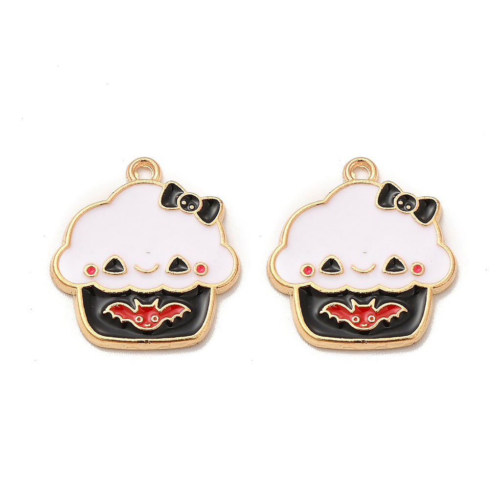 a pair of earrings with a cupcake on it