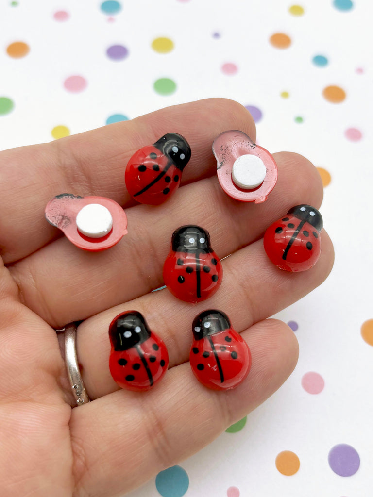 a hand holding a small group of ladybugs