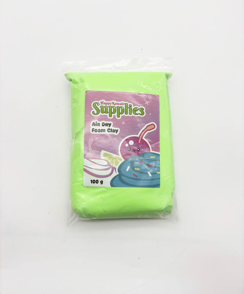 A package of green foam clay, labeled as a "HappyKawaii Supplies" product.