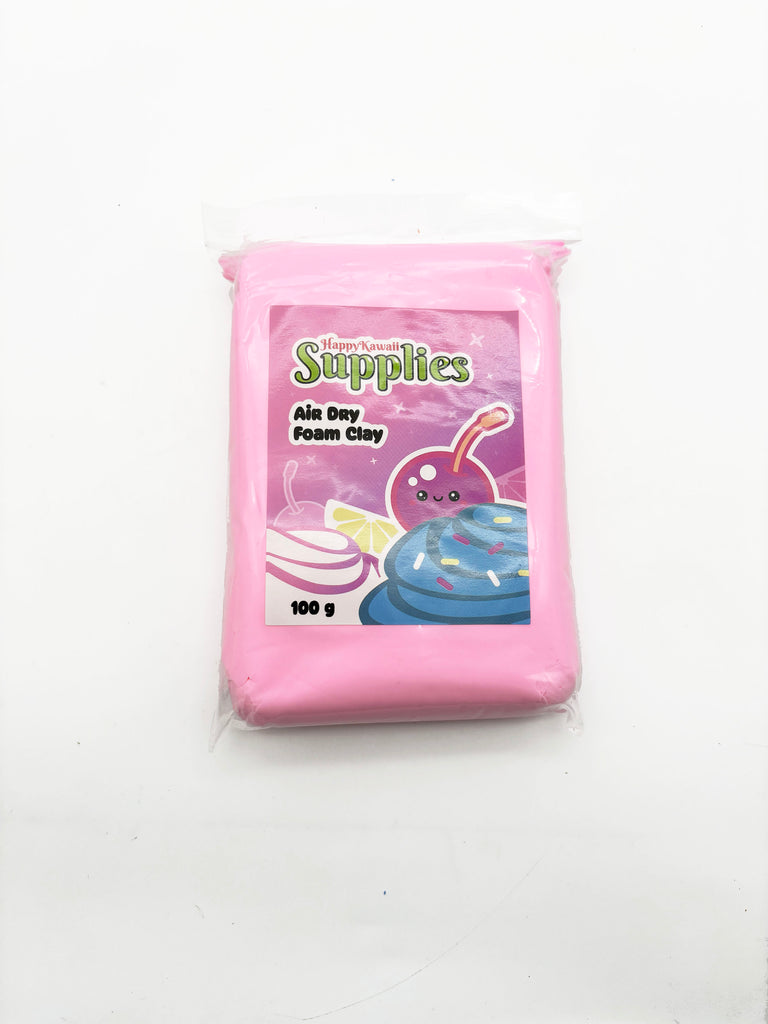 A package of pink air foam clay, labeled as a "Happy Supplies" product.