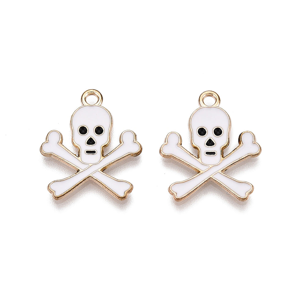 a pair of skull and crossbones charms