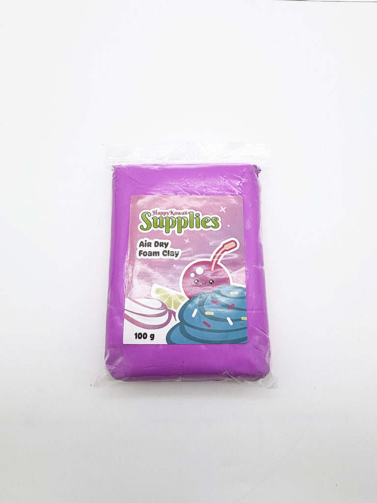 A package of purple air-dry foam clay from HappyKawaii Supplies.
