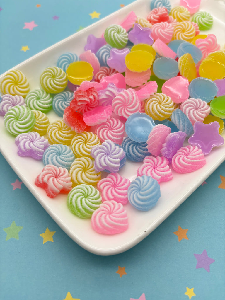 a white plate topped with lots of candy