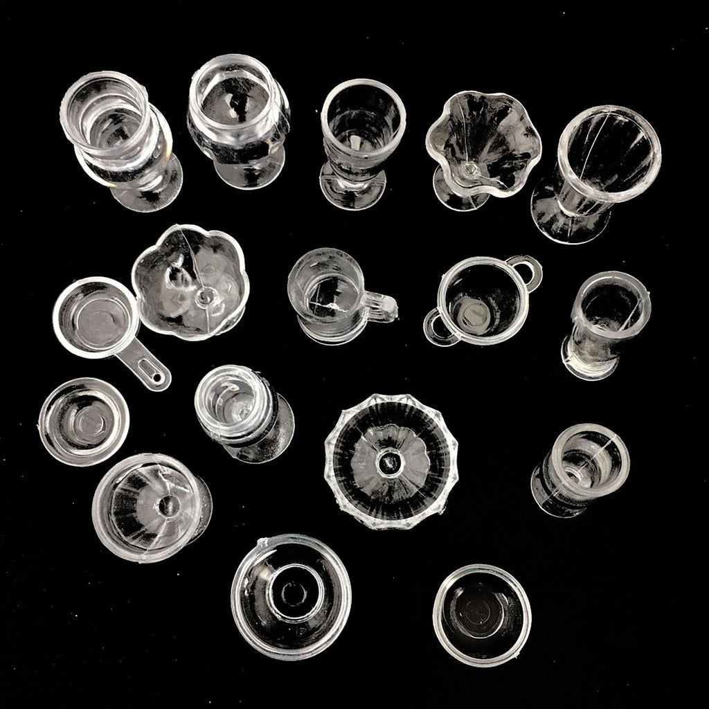 a group of glass objects sitting on top of a table