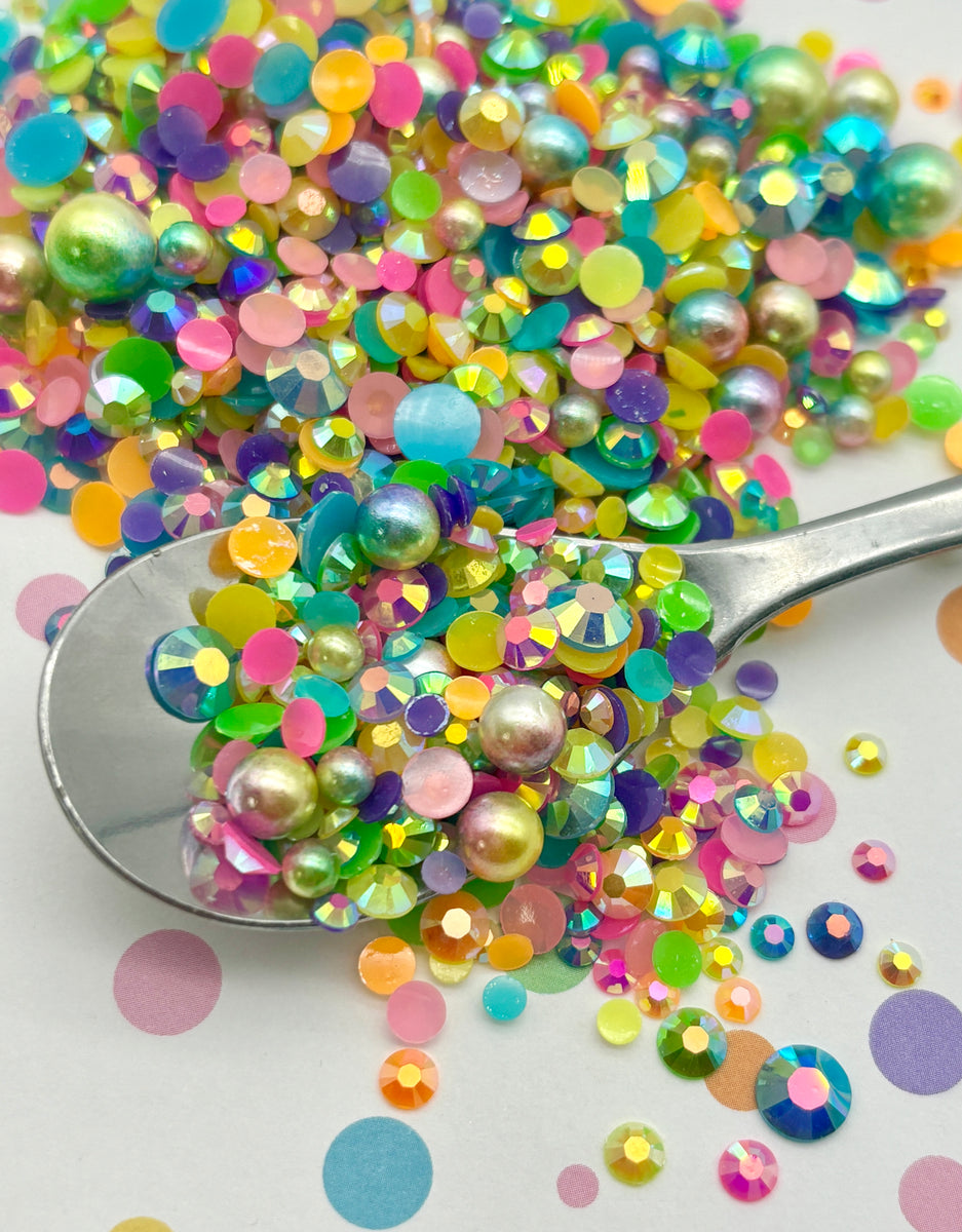 Kaleidoscope Caviar Pearl Rhinestone Mix, Resin Rhinestones, Faux Pear ...