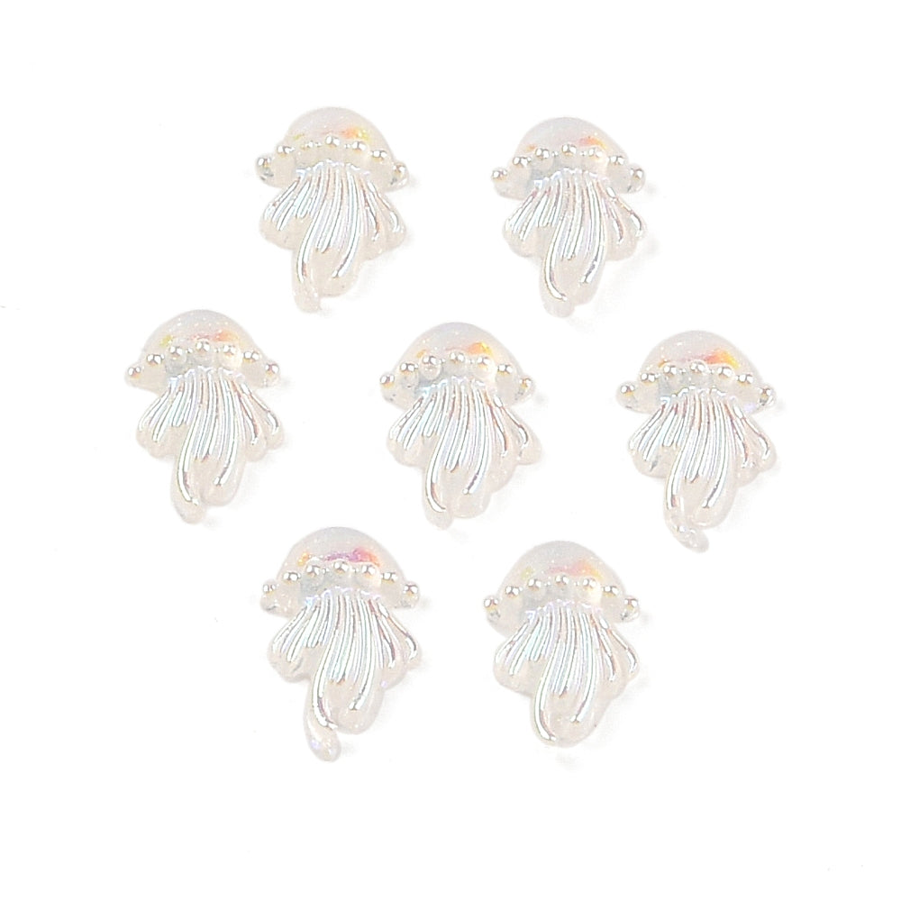 a set of six clear jelly buttons on a white background