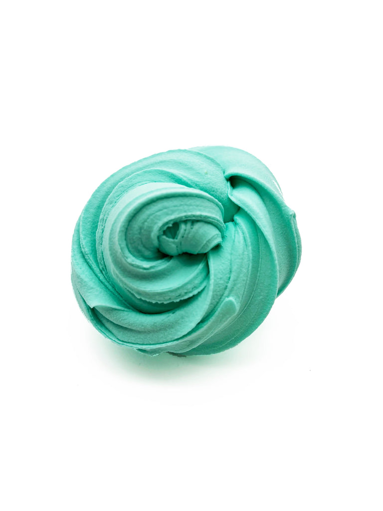 A single, turquoise-colored, swirled object is the central focus of the image.