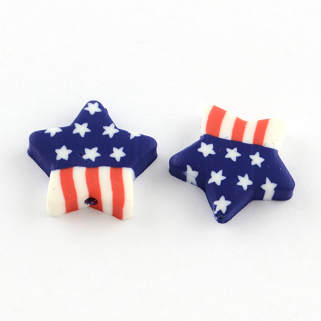 two star-shaped objects with a design resembling the American flag.