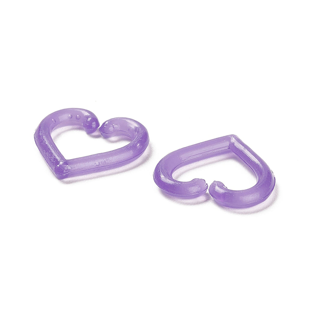 Two purple heart-shaped objects are shown against a white background.