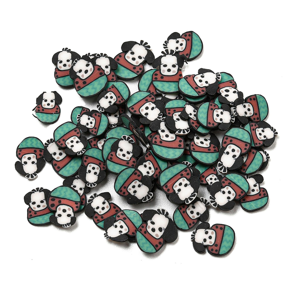 a pile of black and green buttons with pandas on them