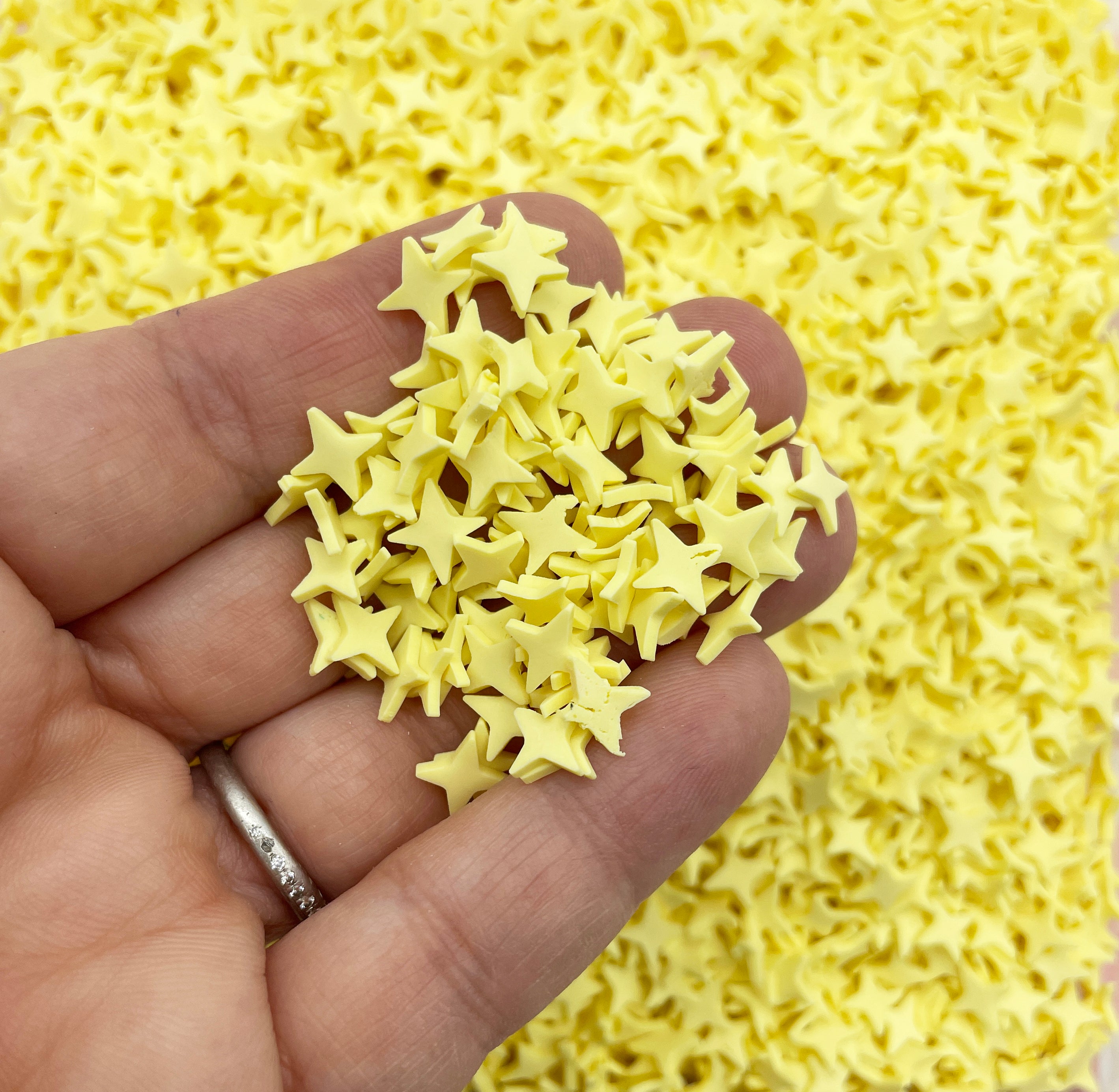 Larger Yellow 4 Point Star Sprinkles, Polymer Clay Fake NON EDIBLE Spr ...