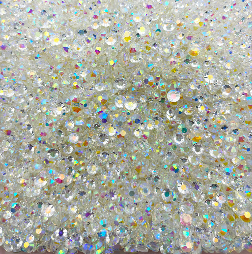 a large amount of white and multicolored crystals