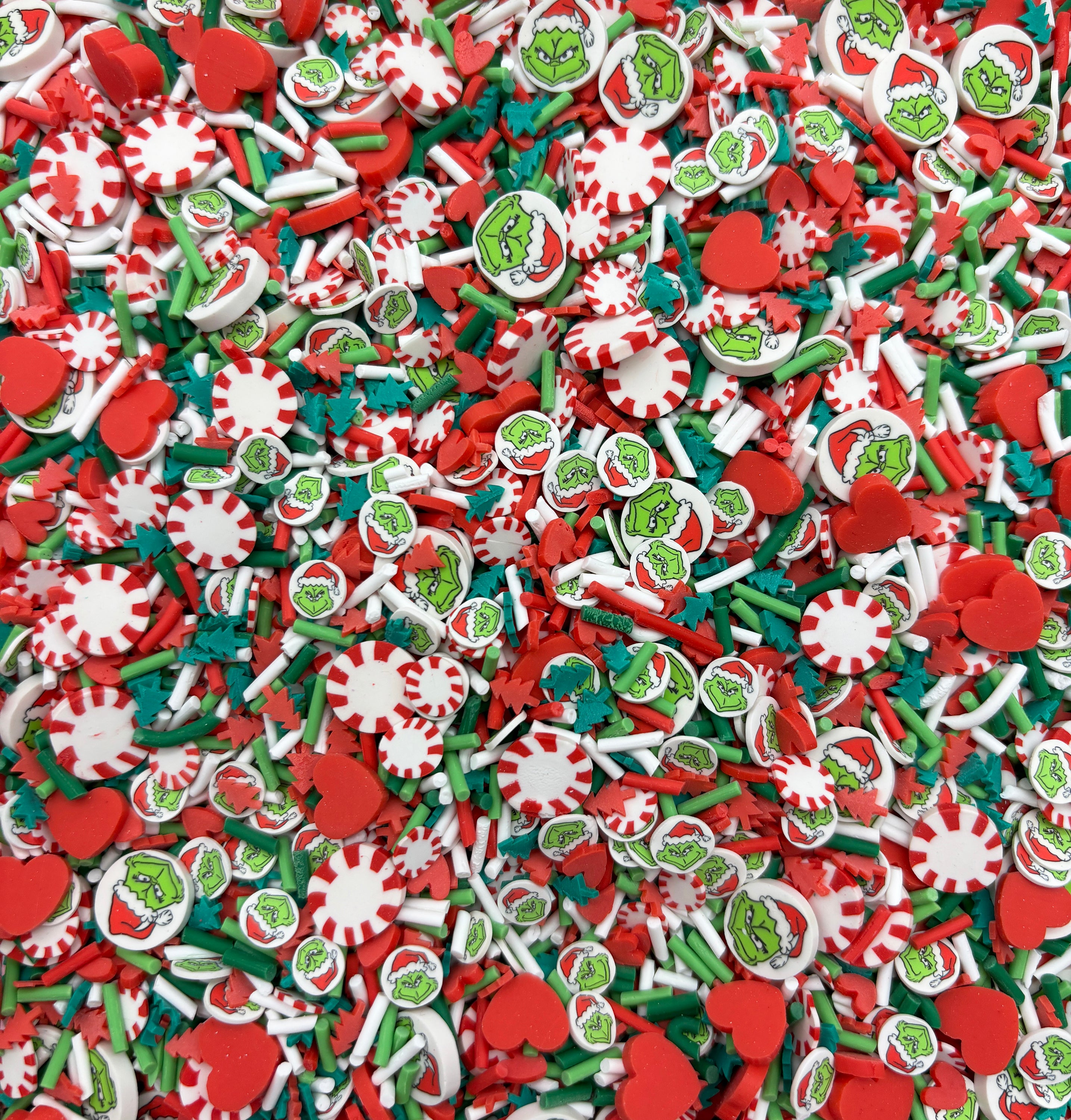 10 gram Christmas Snowflakes Polymer Sprinkle, Heart Green Faux Sprinkles,  Polymer Clay Fake Sprinkles, Nail Art Faux Craft
