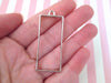 3 Silver Plated Rectangle Charms, Open Bezel Pendant, Rectangle Charms, Rectangle Pendants F244