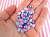 100 Two tone 8mm Blue and Purple pearl cabochons flat back