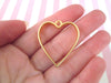 3 Matte Gold Plated Heart Charm, Open Bezel Pendant, Heart Charms, Heart Pendants F227