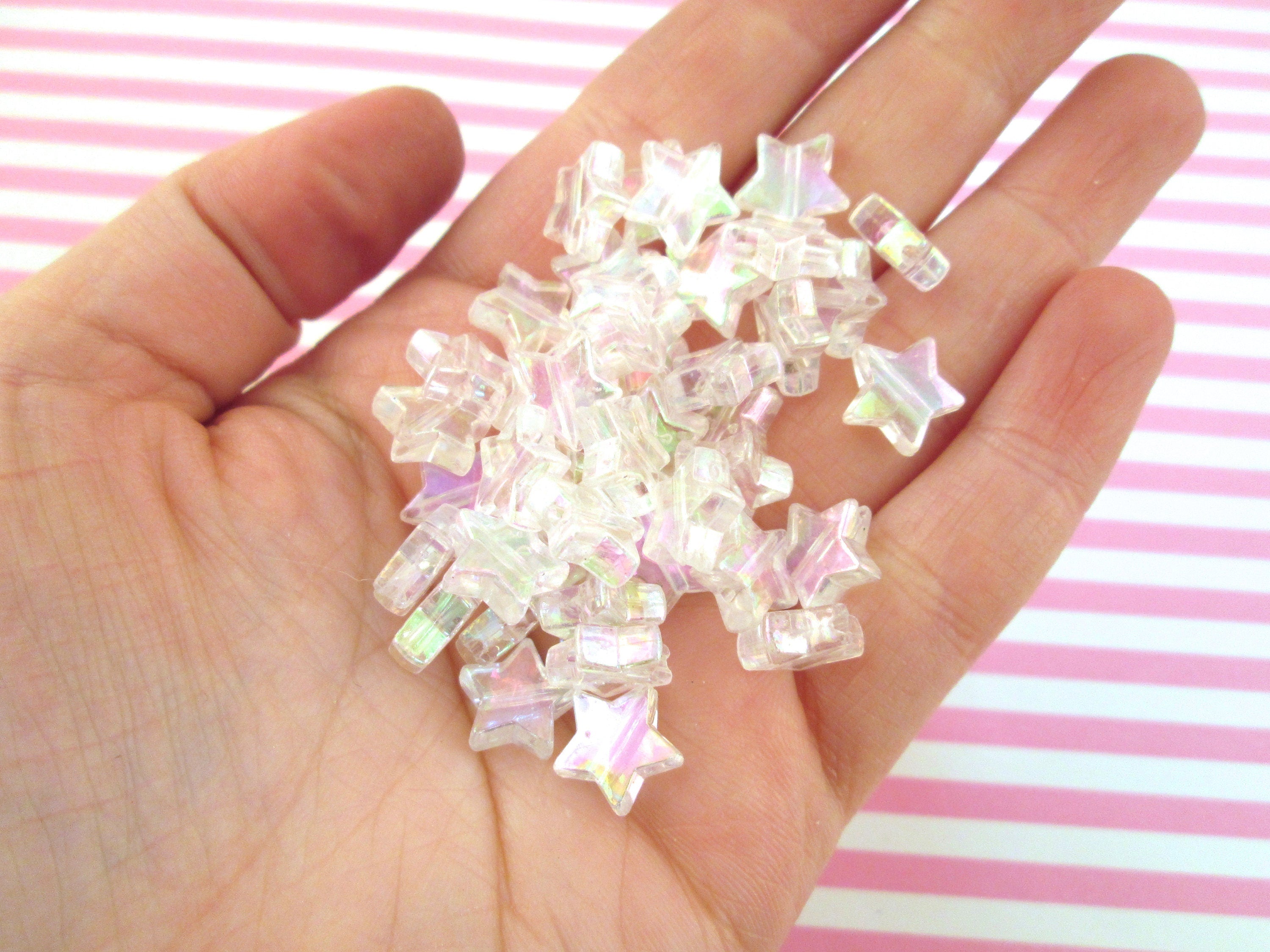 50 Iridescent Star Beads, 11mm Kawaii beads J50 – Happy Kawaii