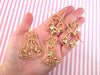 4 Gold Plated Princess Charms, Open Bezel Pendant, Princess Pendants F187