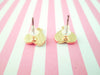 1 Pair Gold Plated Pink Enamel Heart earring posts with charm loop, enamel heart earrings, pink heart earrings F410