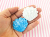 4 Huge Assorted Foil Glitter Seashell Cabochons, Glitter Seashells #735