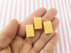 8 Miniature Swiss Cheese Block Cabochons, Rectangle Cabochons, Fake Food Cabochons #905