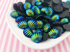 6 Oil Slick Black Seashell Cabochons, Iridescent Seashells #744A