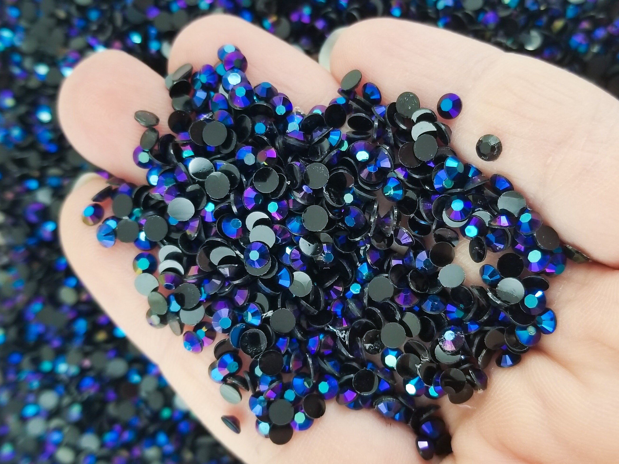 Black Ab Rhinestone 3mm Black AB Resin Rhinestones, Flat Backed Jelly Rhinestones, Pick Yo ...