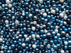 MERMAID CAVIAR PEARLS, Ombre Navy and Silver, 30 grams, Multisize Faux Nonpareil Acrylic dragees, Opaque Caviar No Hole Beads, K15