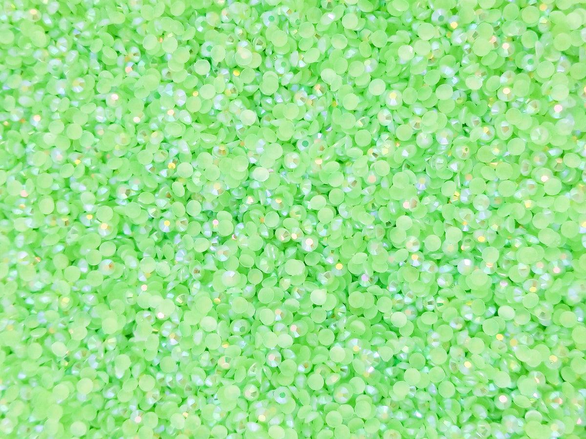 3mm AB Jelly Resin Rhinestones, Lime Green Flat Backed, Pick Your Amou ...