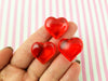10 Red Clear Resin Heart Cabochons, Valentines Day Cabs, Heart Cabs #351