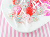 3 SMALL Confetti Nonpareil Fake Candy Heart Lollipop Cabochons, #1052
