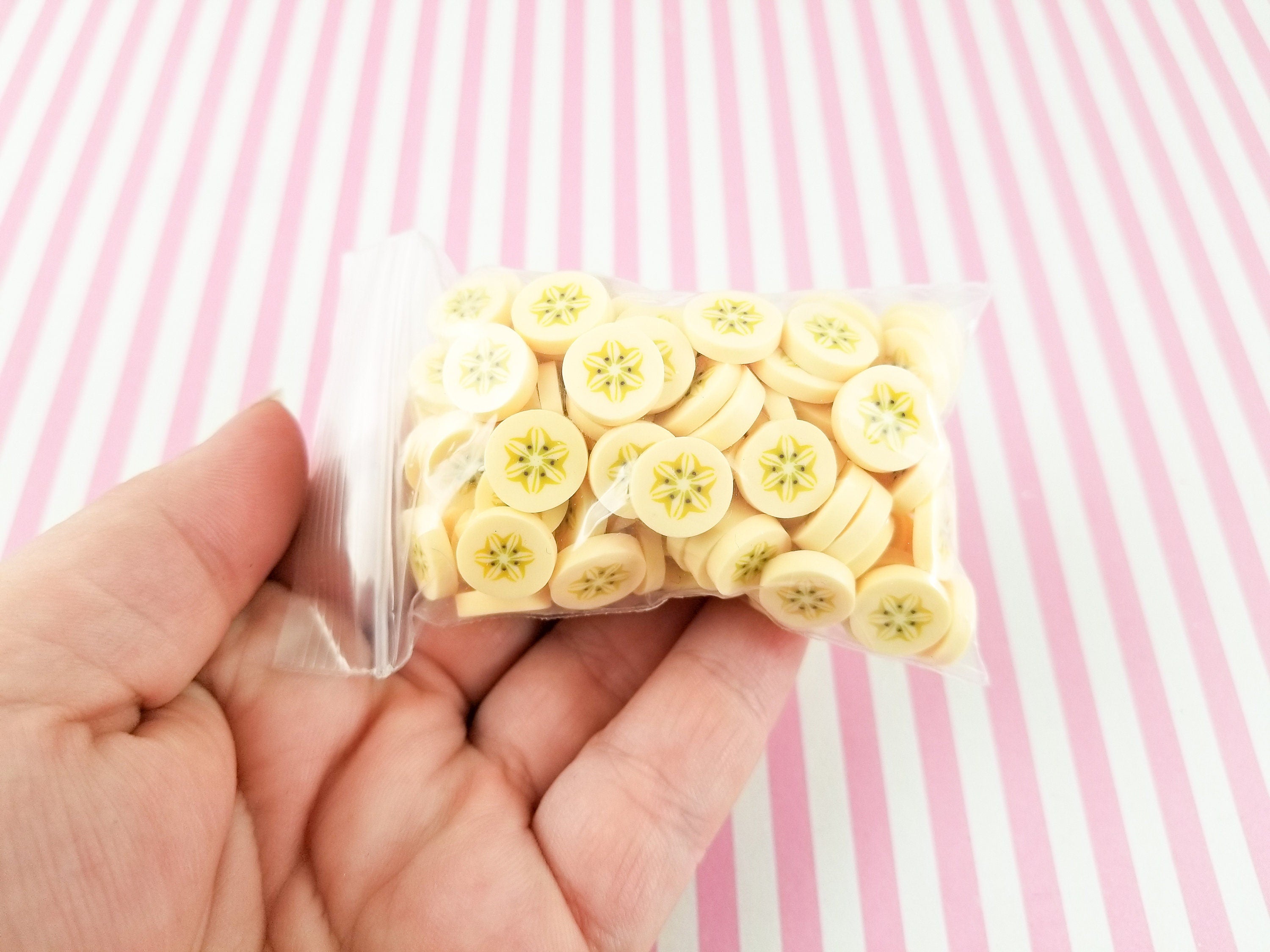 Large Polymer Clay Banana Fruit Slices, Nail Art Slices, Faux