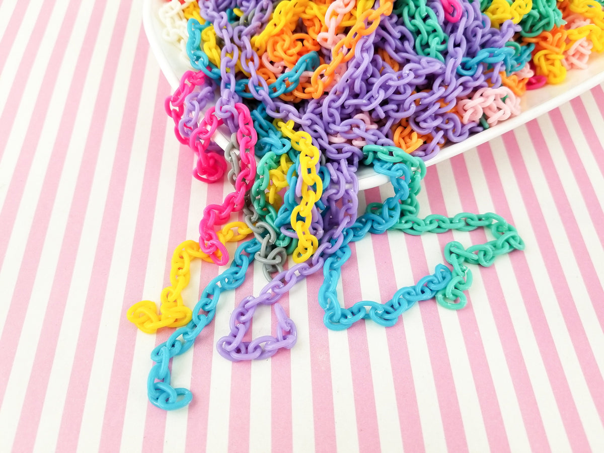 Assorted Color Plastic Chain, 8x6mm link, 15.5 inches long, F255 ...