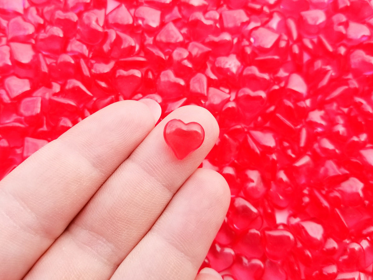 Cherry Red 10mm Translucent Hearts, 3D Resin Hearts for Shakers and Sl ...