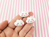 5 White Blushing Happy Cloud with Bow Cabochons, Sweet Kawaii Cabs #707b