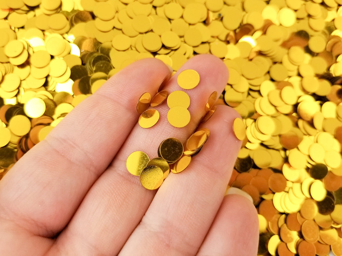 Jumbo Round Gold Confetti Glitter, Craft PVC Glitter, 6mm Confetti ...