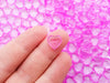 Fuchsia Pink 10mm Translucent Hearts, 3D Resin Hearts for Shakers and Slime, Faux Acrylic Shapes, Nail Art, No Hole Beads, K212