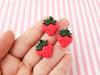 8 Resin Strawberry Cabochons, Fruit Cabochons, Kawaii Cabochons, 20x17mm, 809a