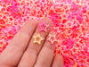 20 Small Flamingo Orange Pink Multicolor Pearlized Open Star Cabochons, Shaker Mold Resin Embellishment, Cell Phone Deco, #1256