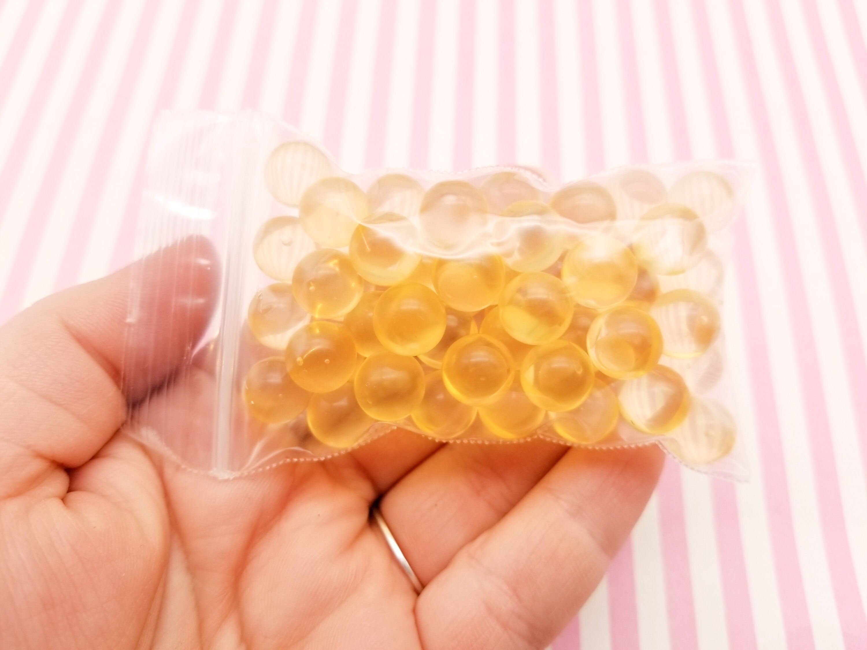 Translucent Pearls Flaxen Yellow 10mm Translucent Pearls, Popping Boba Resin Gumball Pear ...