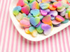 6 Assorted Color Glitter Resin Heart Cabochons, Kawaii Marbled Valentines Day Heart Cabochons, Cute Bling Cabs, #1538