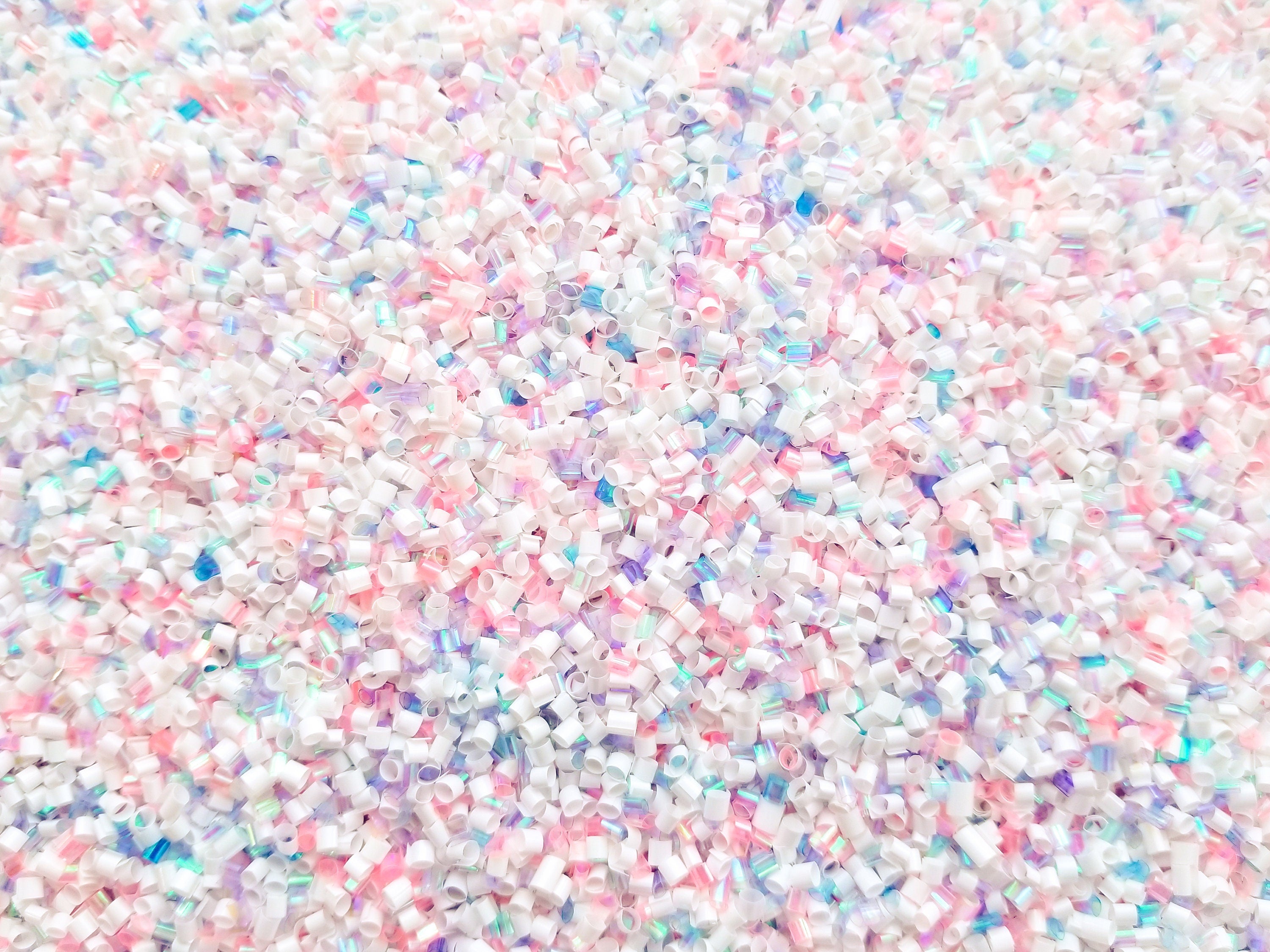 White Opaque Metallic Crispy Bingsu (RFS) Beads for Crunchy Slime, Rolled  Glitter Straw Beads, 3D Glitter, Slime Supply (Candy Floss Cavities, 100