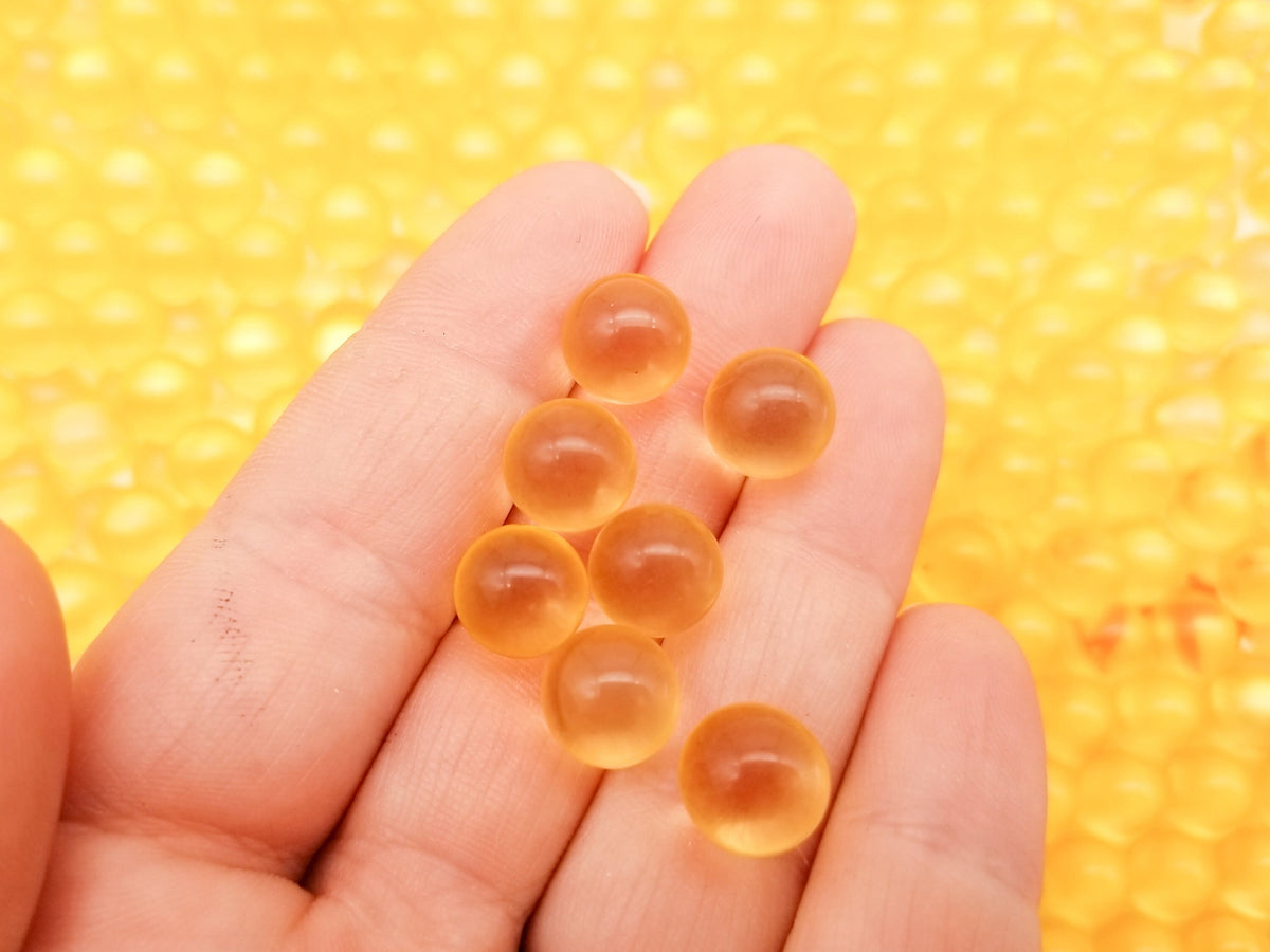 Flaxen Yellow 10mm Translucent Pearls, Popping Boba Resin Gumball Pear ...