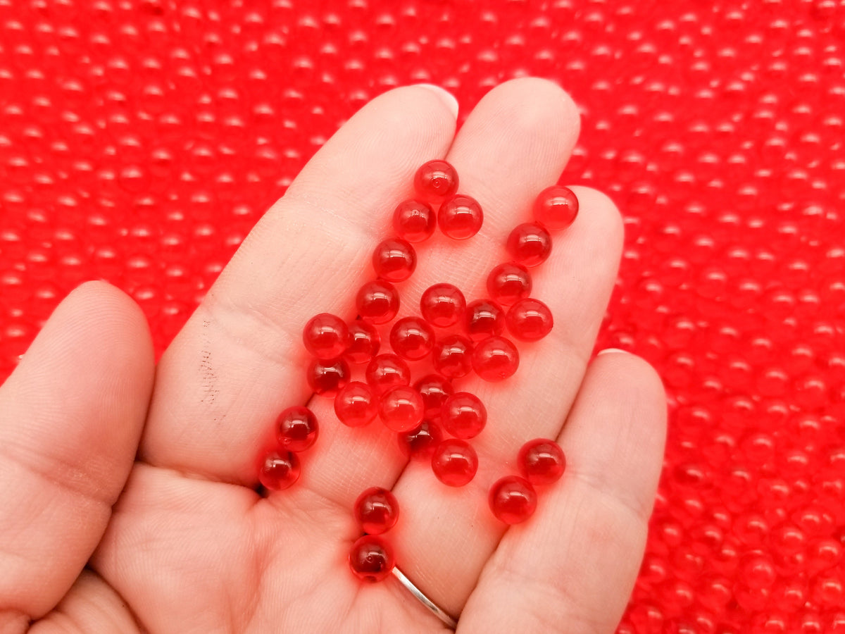 Red 6mm Translucent Pearls, Popping Boba Resin Gumball Pearls, Faux No ...