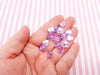 100 Purple Iridescent AB Heart Beads, 8mm Kawaii beads J166