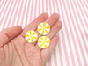 10 Large Lemon Yellow Jumbo 20mm Peppermint Starlight Mint Candy Cabochons,  Thin Cut Polymer Clay Mint Cabs, #1608