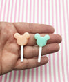 3 Small Pastel Mouse Ear Fake Candy Sucker Lollipop Cabochons, Kawaii Decoden Lollipop Cab, #1047