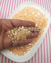 10 Grams Multi-size Pastel Orange AB Jelly Rhinestones, Creamsicle Flat Backed Resin Faceted Cabs 3mm 4mm 5mm 6mm OT12
