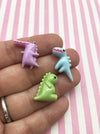 6 Assorted Color Dinosaur Cabochons, Dino Cabs, T-Rex Kawaii Cabs, Dino Caboshons, 1668